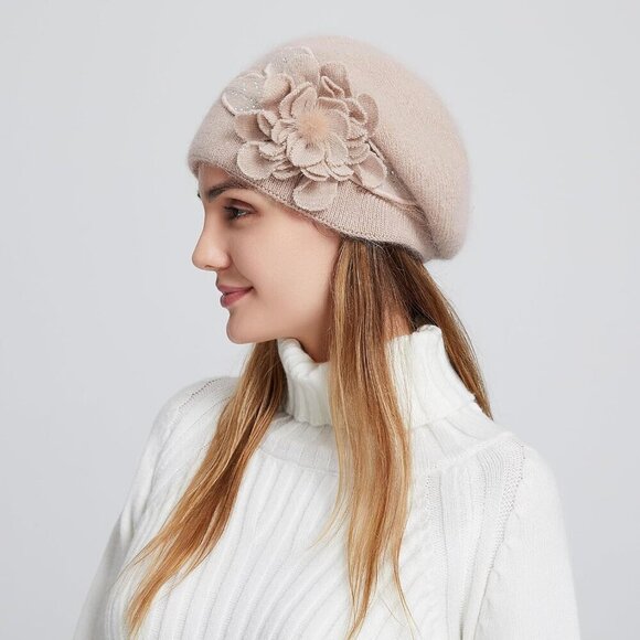 Women Beret Knitted Wool Acrylic Double Layer Stylish French Winter Hat main image 4